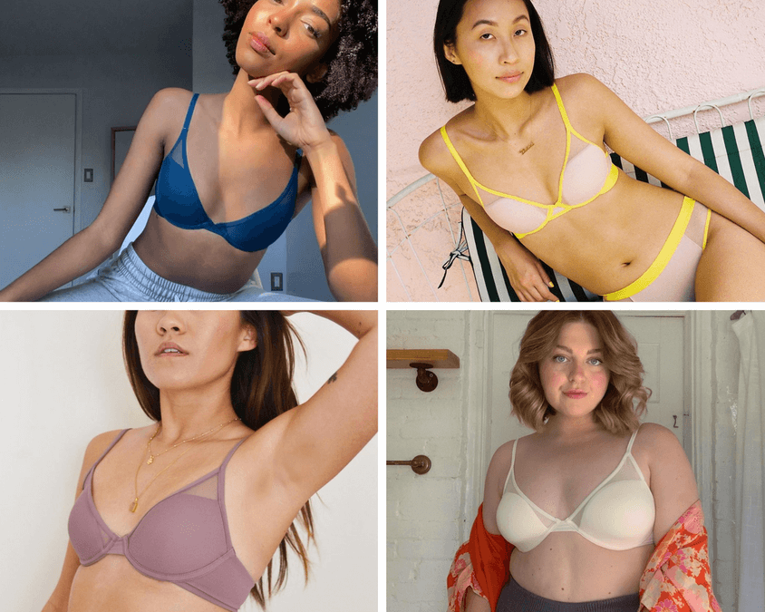 photos of four women wearing pepper bras for review